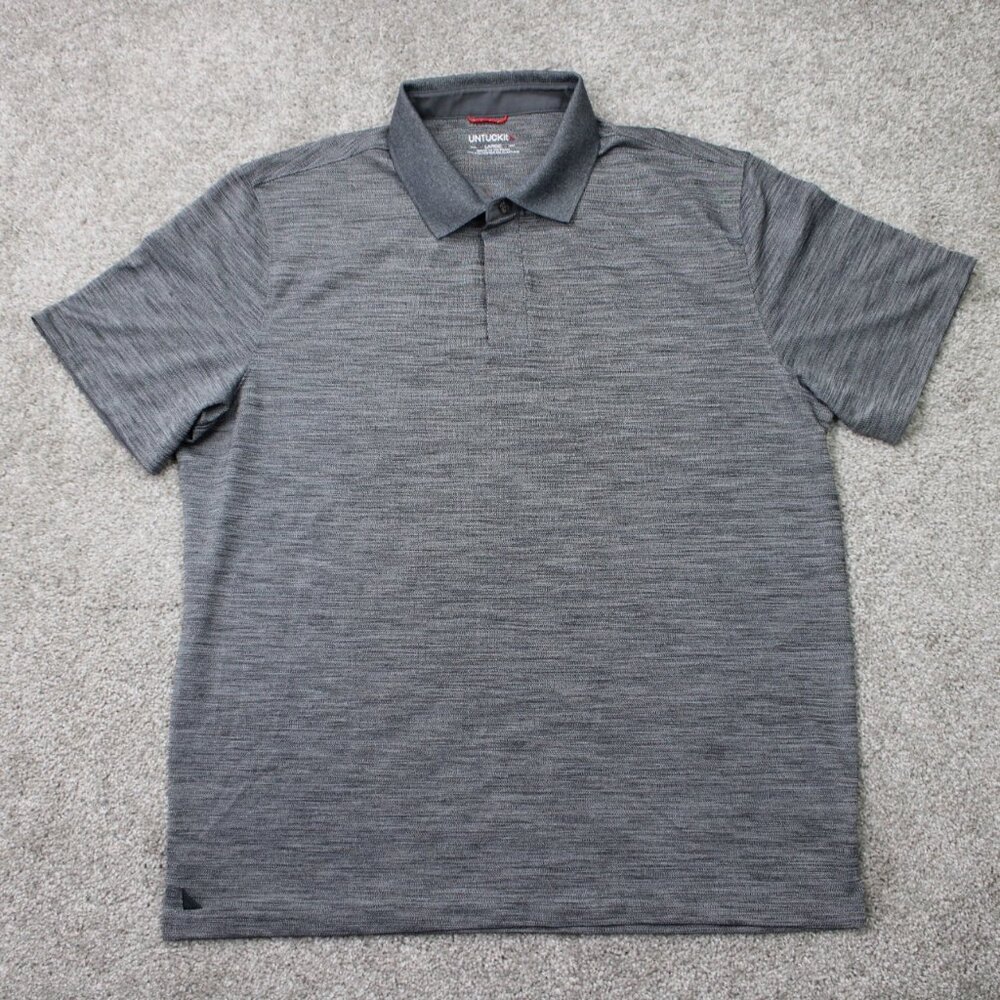 UNTUCkit‎ Hannifer Polo Shirt Mens Large Gray Polyester Stretch S/S Performance